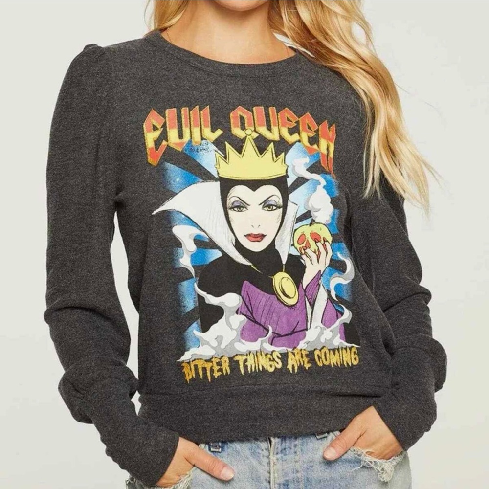 Chaser x Disney Evil Queen Sweater with Puff Sleeves Black *NWT* Xs
